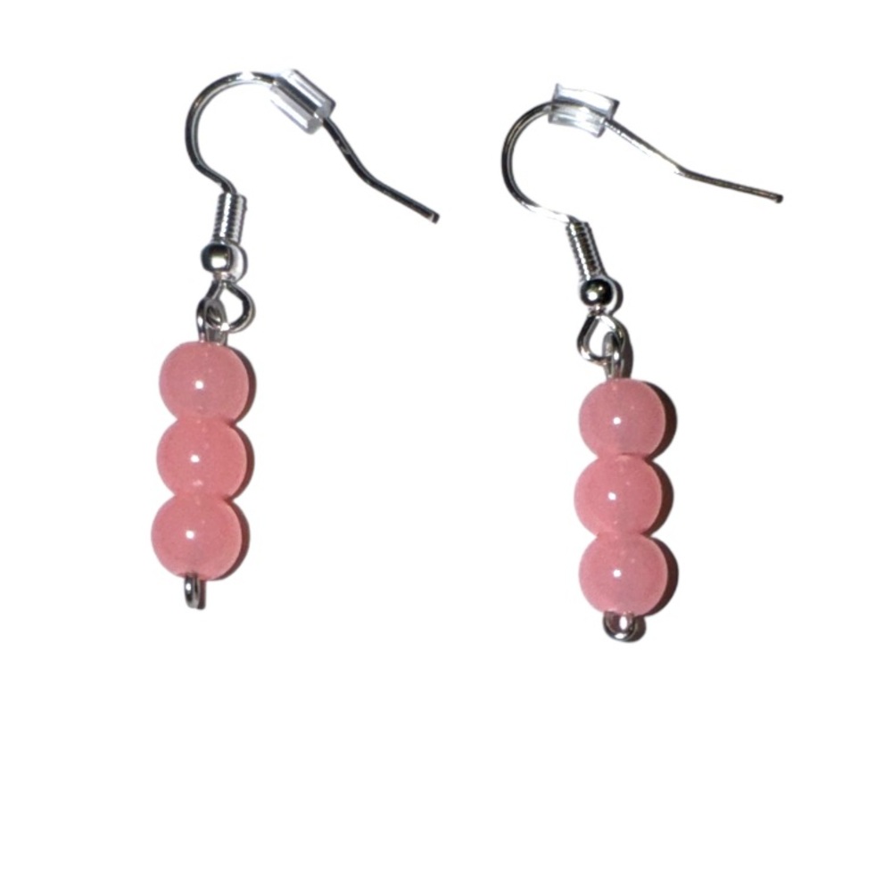 3 FOR $10 HANDCRAFTED Pink Glass Beaded Earrings